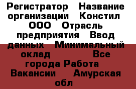 Регистратор › Название организации ­ Констил, ООО › Отрасль предприятия ­ Ввод данных › Минимальный оклад ­ 22 000 - Все города Работа » Вакансии   . Амурская обл.